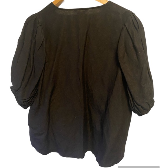 Express | Linen blend button up top with puff sleeves - Picture 2 of 9